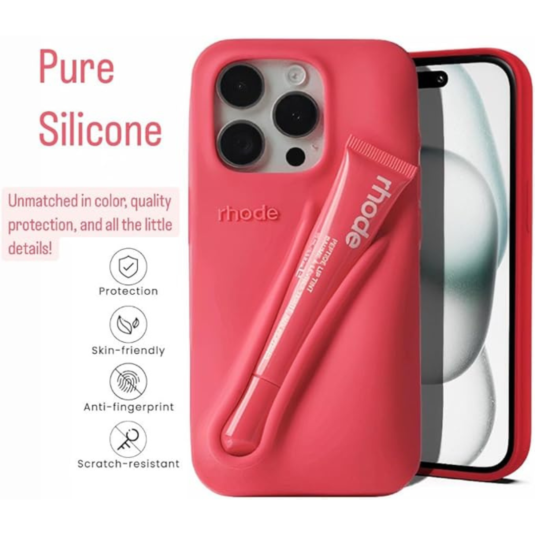 Apple iPhone 14 – Silicone Phone Cover with Built-in Lip Tint Holder
