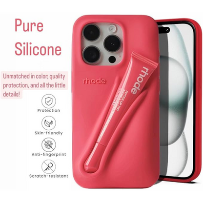 Apple iPhone 14 – Silicone Phone Cover with Built-in Lip Tint Holder