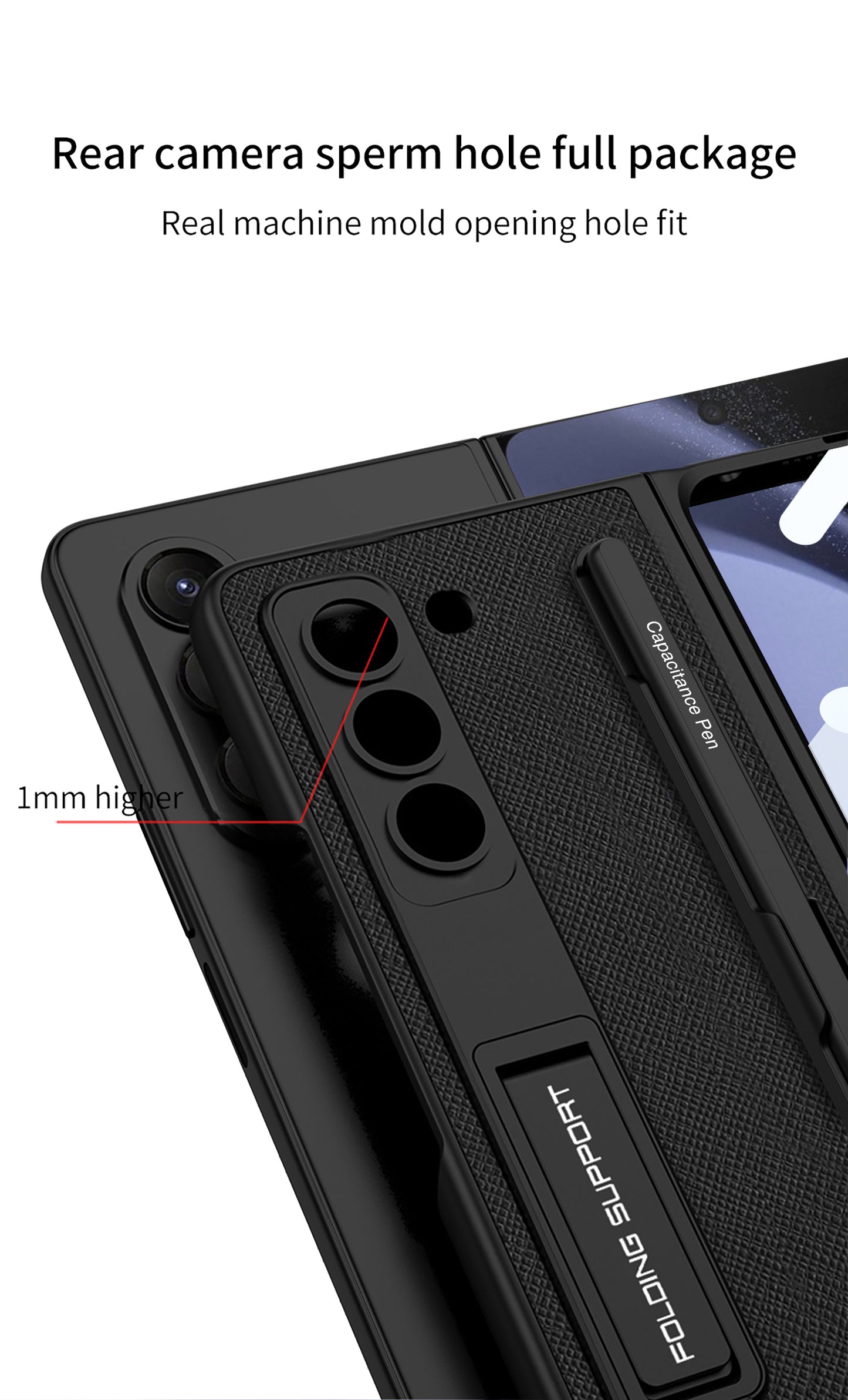 Galaxy Z Fold 5 – Leather Holder + Glass Cover & Case