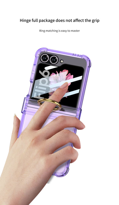 Samsung Z Flip 6 – Transparent with Ring Cover & Case