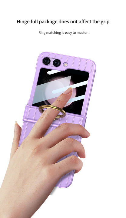 Galaxy Z Flip 5 – Thin PC Suitcase + Glass Cover & Case