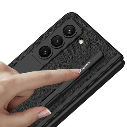 Galaxy Z Fold 5 – Leather Holder + Glass Cover & Case