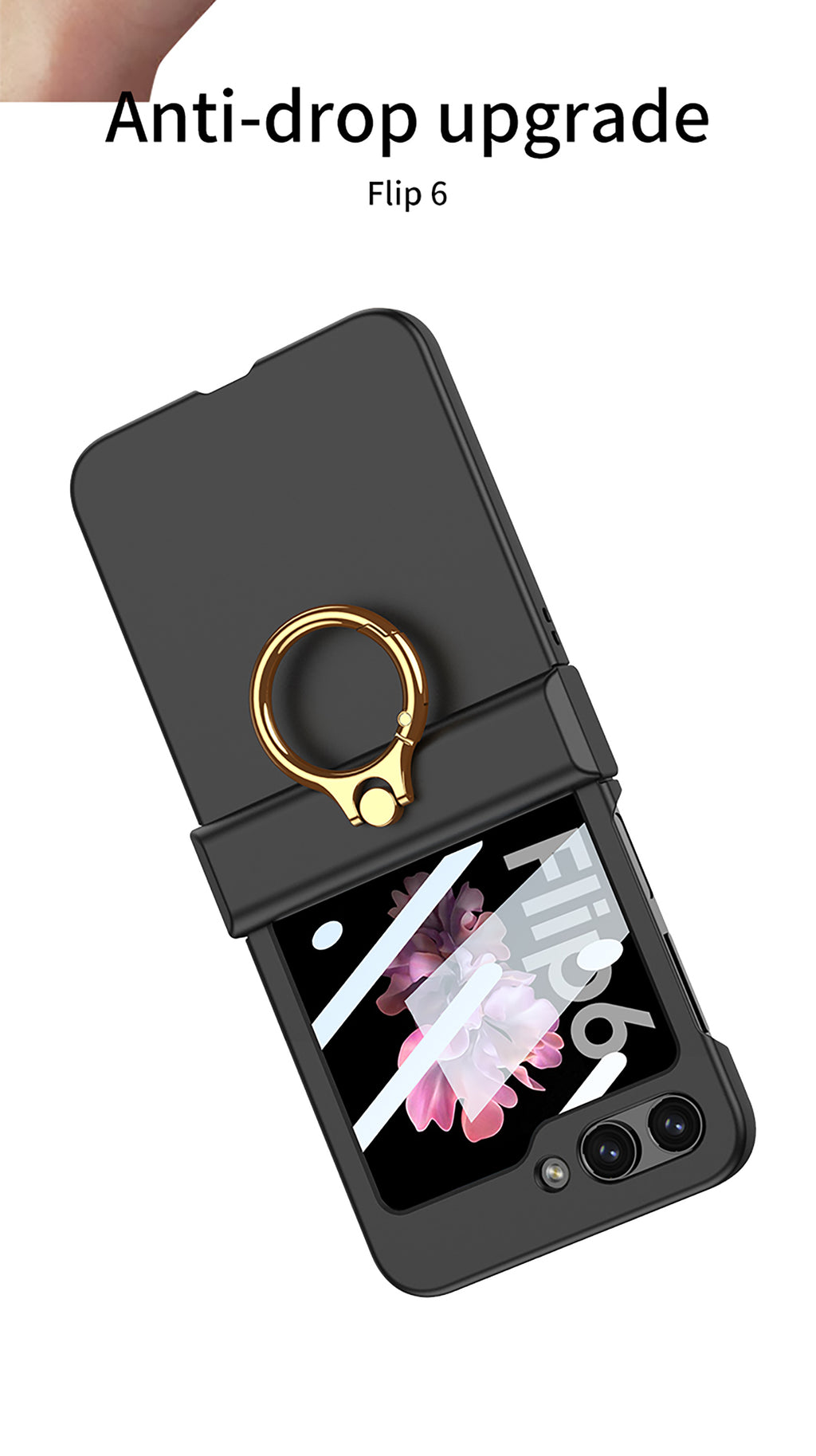 Galaxy Z Flip 6 – Thin PC Hinge Box + Ring Cover & Case