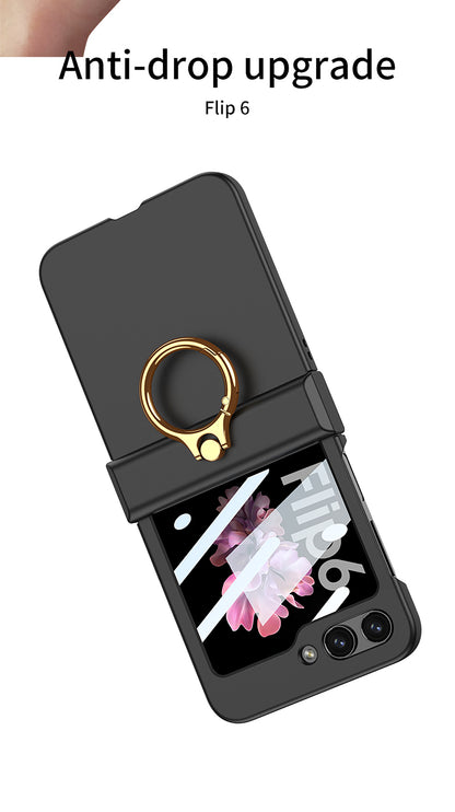 Galaxy Z Flip 6 – Thin PC Hinge Box + Ring Cover & Case
