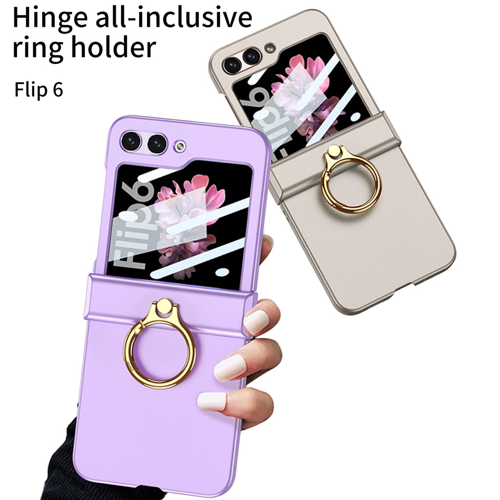 Galaxy Z Flip 6 – Thin PC Hinge Box + Ring Cover & Case