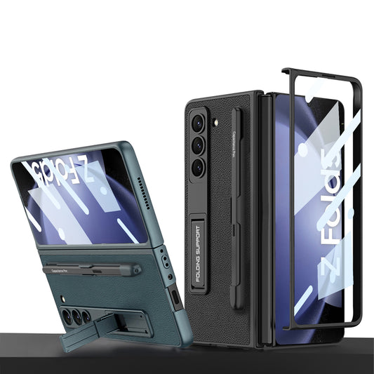 Galaxy Z Fold 5 – Leather Holder + Glass Cover & Case