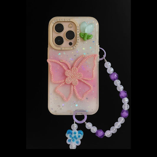 Apple iPhone 14 – Diamond Butterfly With Charm Back Cover & Case