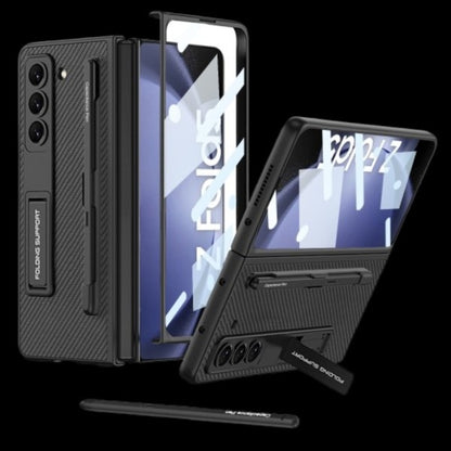 Galaxy Z Fold 5 – Leather Holder + Glass Cover & Case