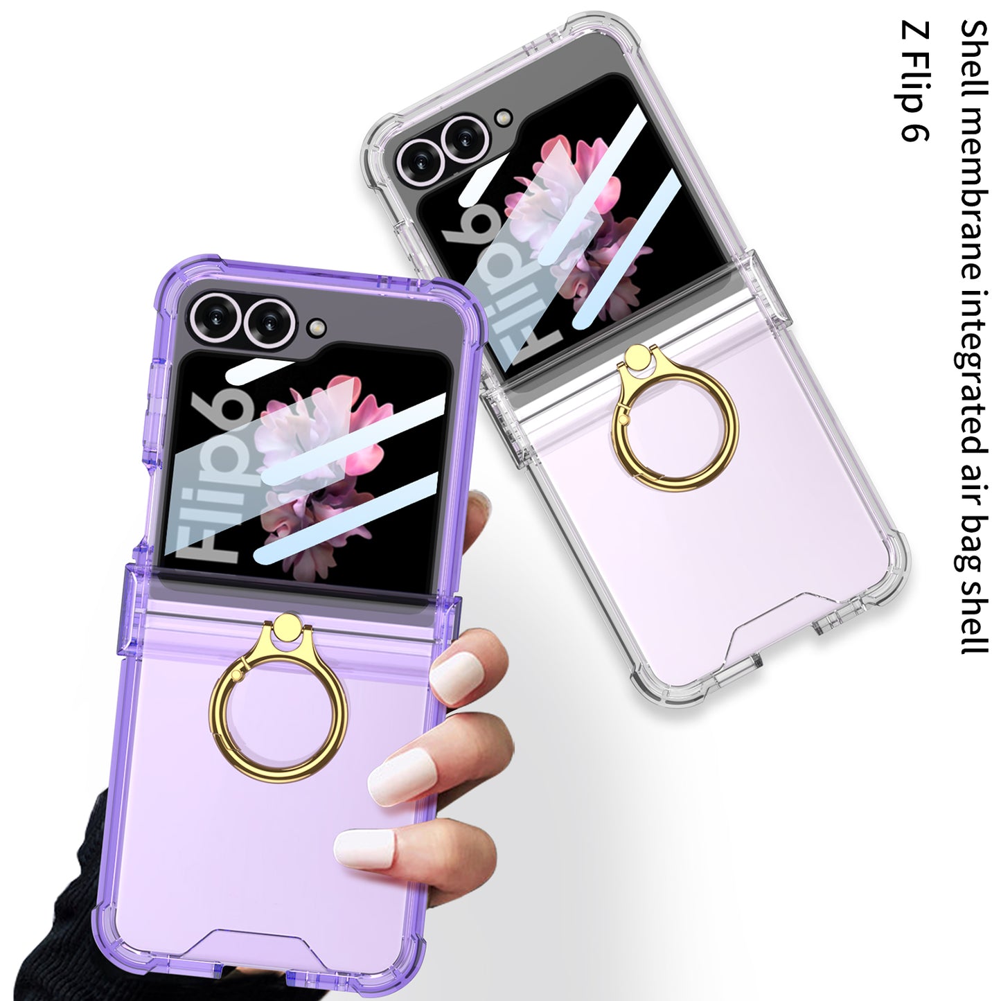 Samsung Z Flip 6 – Transparent with Ring Cover & Case