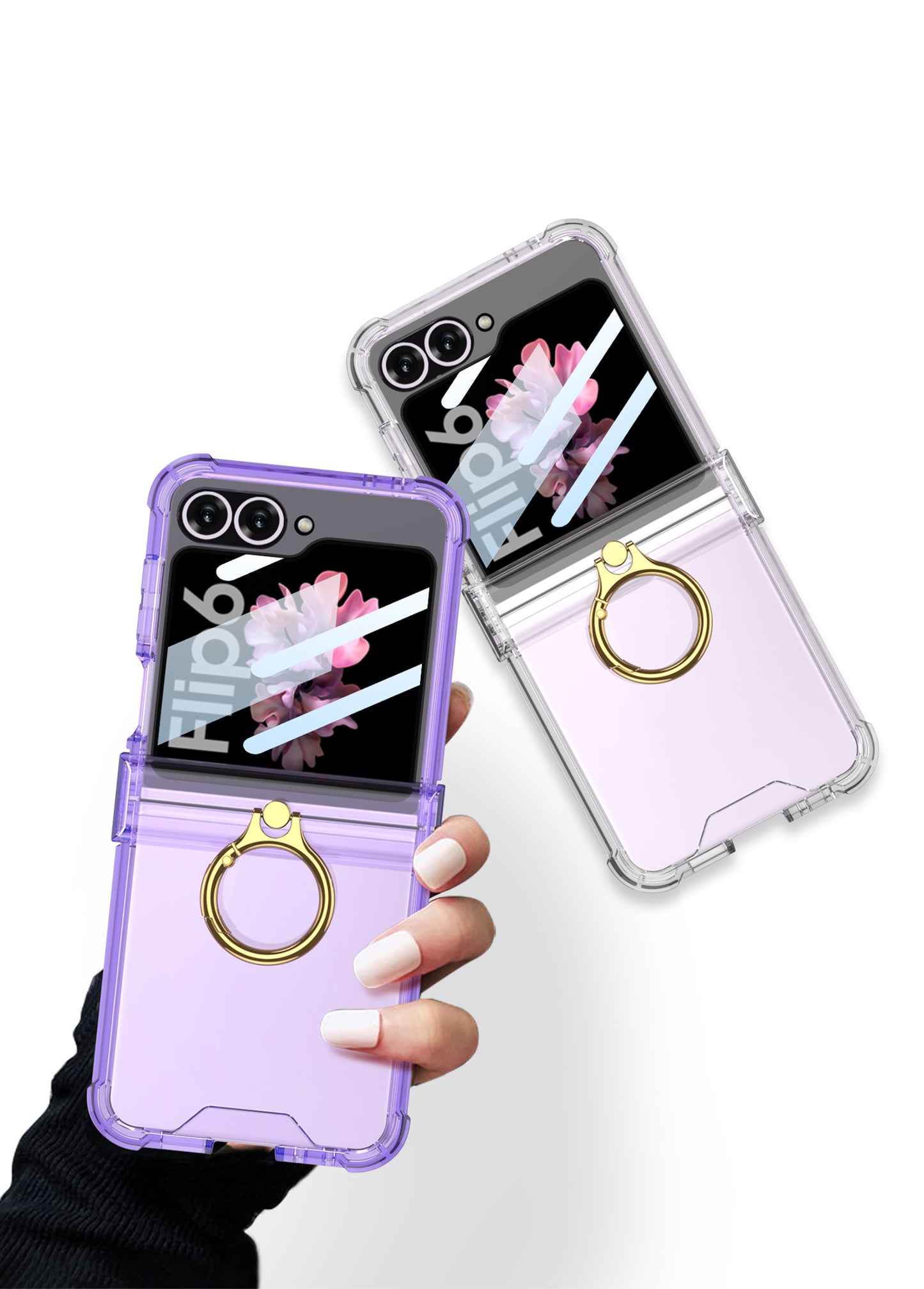 Samsung Z Flip 6 – Transparent with Ring Cover & Case