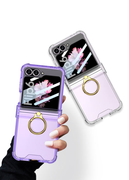 Samsung Z Flip 6 – Transparent with Ring Cover & Case