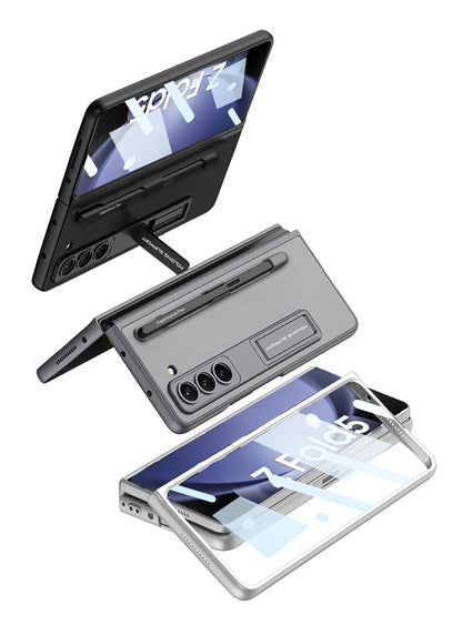 Galaxy Z Fold 5 – Leather Holder + Glass Cover & Case