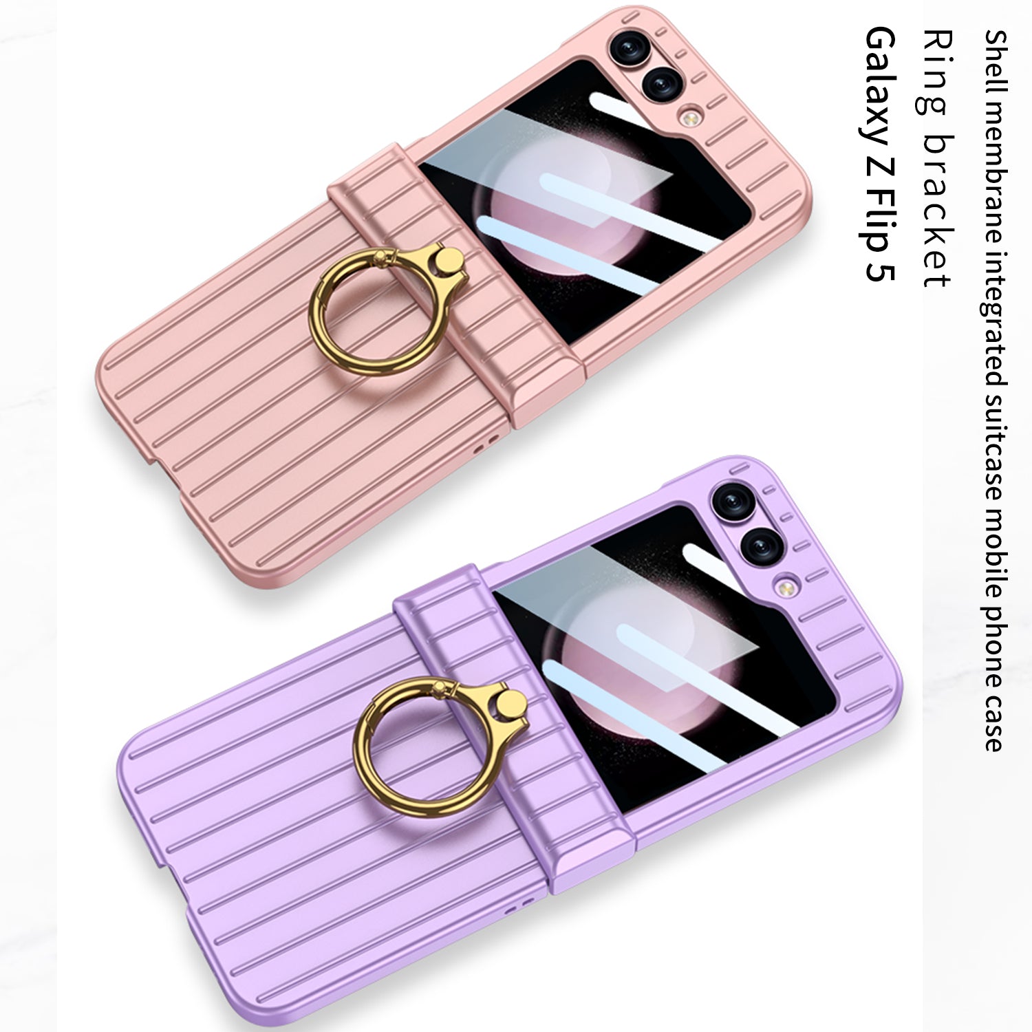 Galaxy Z Flip 5 – Thin PC Suitcase + Glass Cover & Case