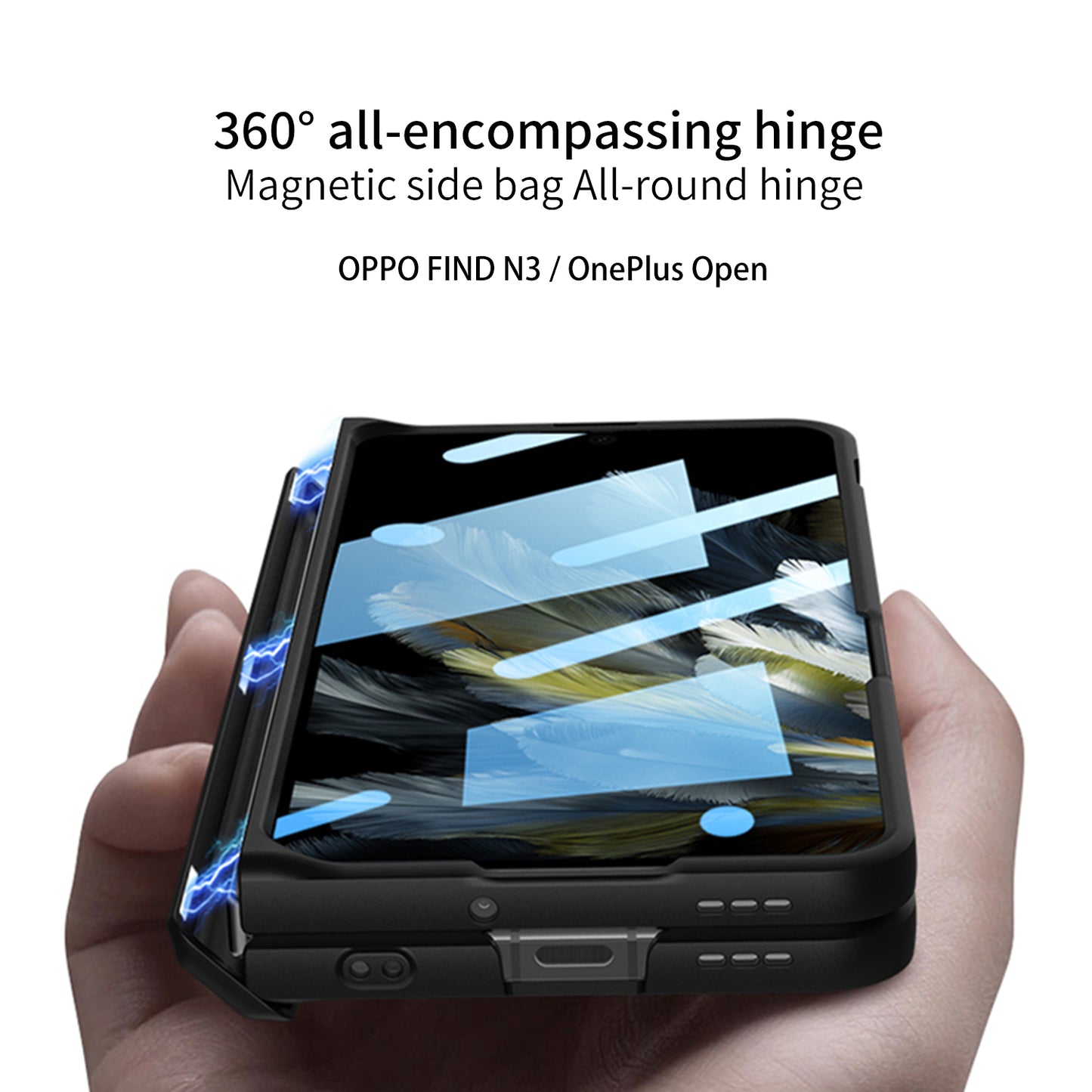 OnePlus Open – Magnetic Cover with Hinge Protection + Kickstand Cover & Case