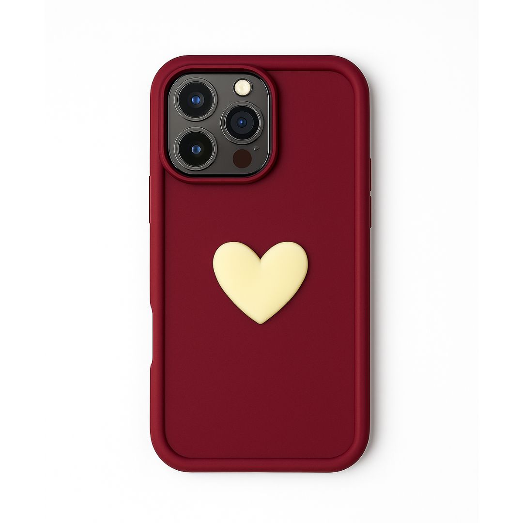 Apple iPhone 16 / Pro / Pro Max - Soft Silicone Back Cover with 3D Heart Design Back Cover & Case