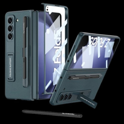 Galaxy Z Fold 5 – Leather Holder + Glass Cover & Case