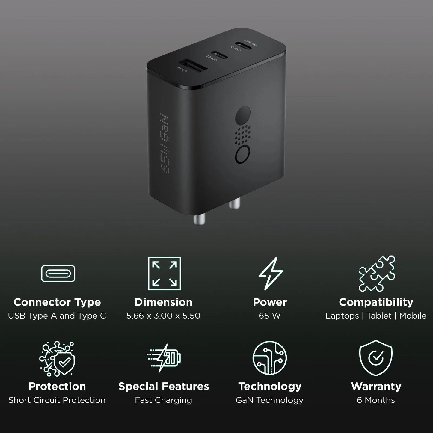 Nothing 65W Type A and Type C 3-Port Fast Charger