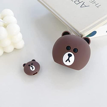 Cute Brown Bear Silicone - iPhone Charger Case