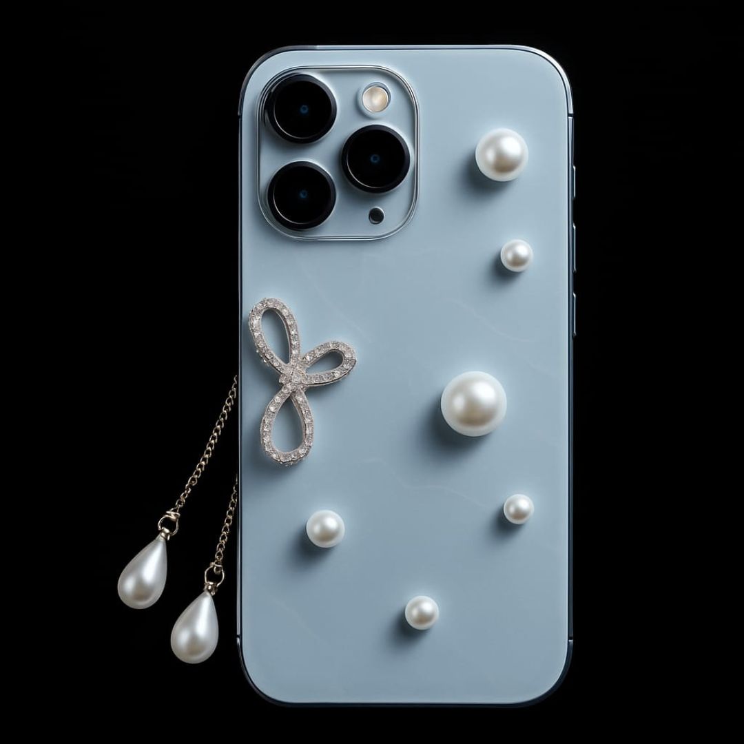 Apple iPhone 14 – Diamond Velvet stud Back Cover & Case