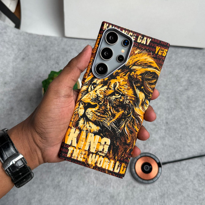 Samsung Galaxy Ultra Series Carbon Fiber Premium Texture Tiger Lion Design Hard Pc MagSafe Case Cover