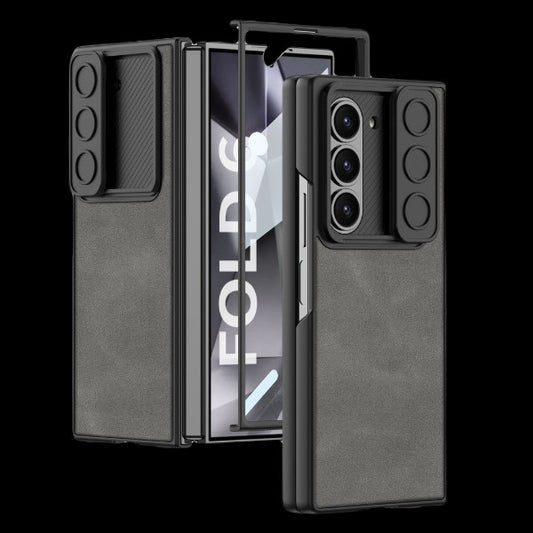 Galaxy Z Fold 6 – Leather Glass Slide Cover & Case