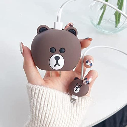 Cute Brown Bear Silicone - iPhone Charger Case