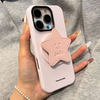Apple iPhone 16 / Pro / Pro Max - Super Cute Soft Pastel Silicone MagSafe Back Cover with Star Grip Pop Magnet – Free & Easy grip
