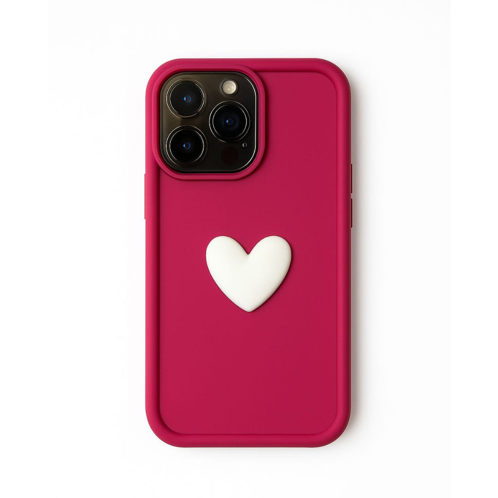 Apple iPhone 15 / Pro / Pro Max - Soft Silicone Back Cover with 3D Heart Design Back Cover & Case