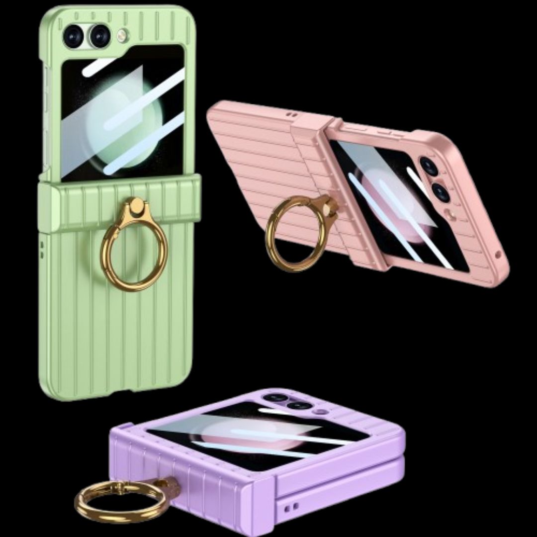 Galaxy Z Flip 5 – Thin PC Suitcase + Glass Cover & Case