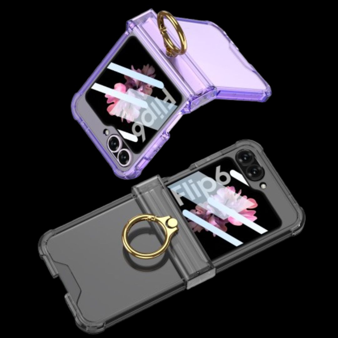 Samsung Z Flip 6 – Transparent with Ring Cover & Case