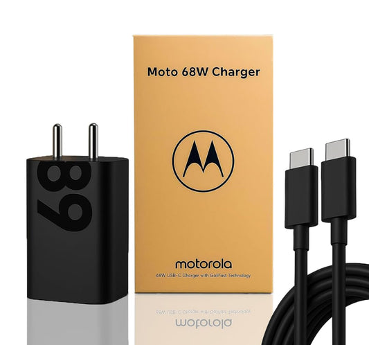 Motorola Original 68W TurboPower Fast Charger with 3.3Ft Type-C to C Cable