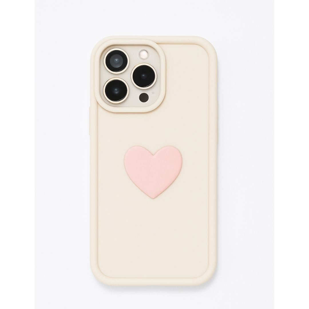 Apple iPhone 16 / Pro / Pro Max - Soft Silicone Back Cover with 3D Heart Design Back Cover & Case