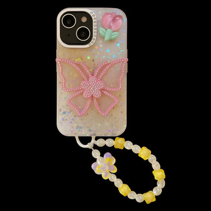 Apple iPhone 16 / Pro / Pro Max – Diamond Butterfly With Charm Back Cover & Case