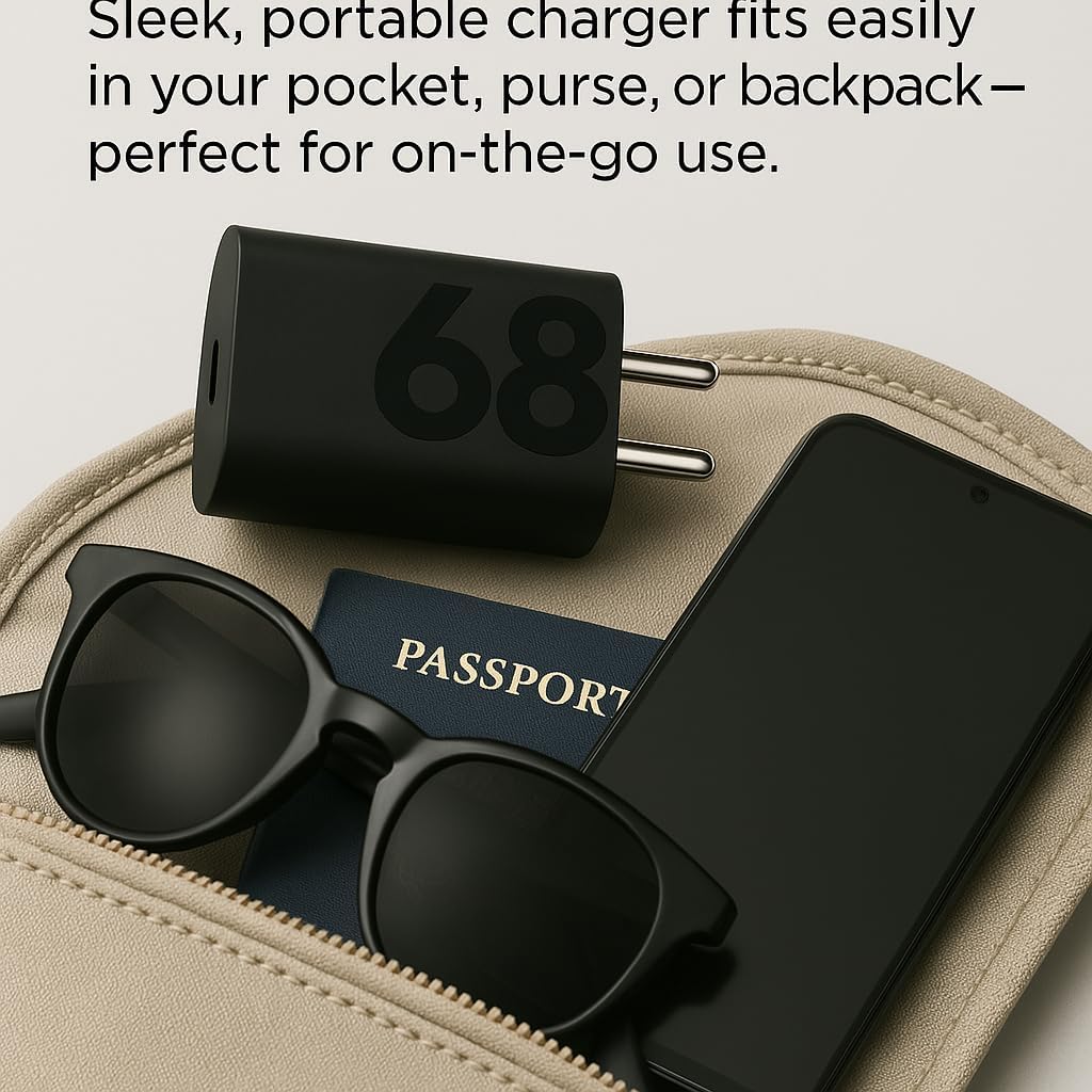 Motorola Original 68W TurboPower Fast Charger with 3.3Ft Type-C to C Cable