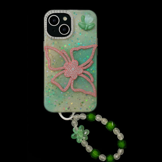 Apple iPhone 15 / Pro / Pro Max –  Diamond Butterfly With Charm Back Cover & Case