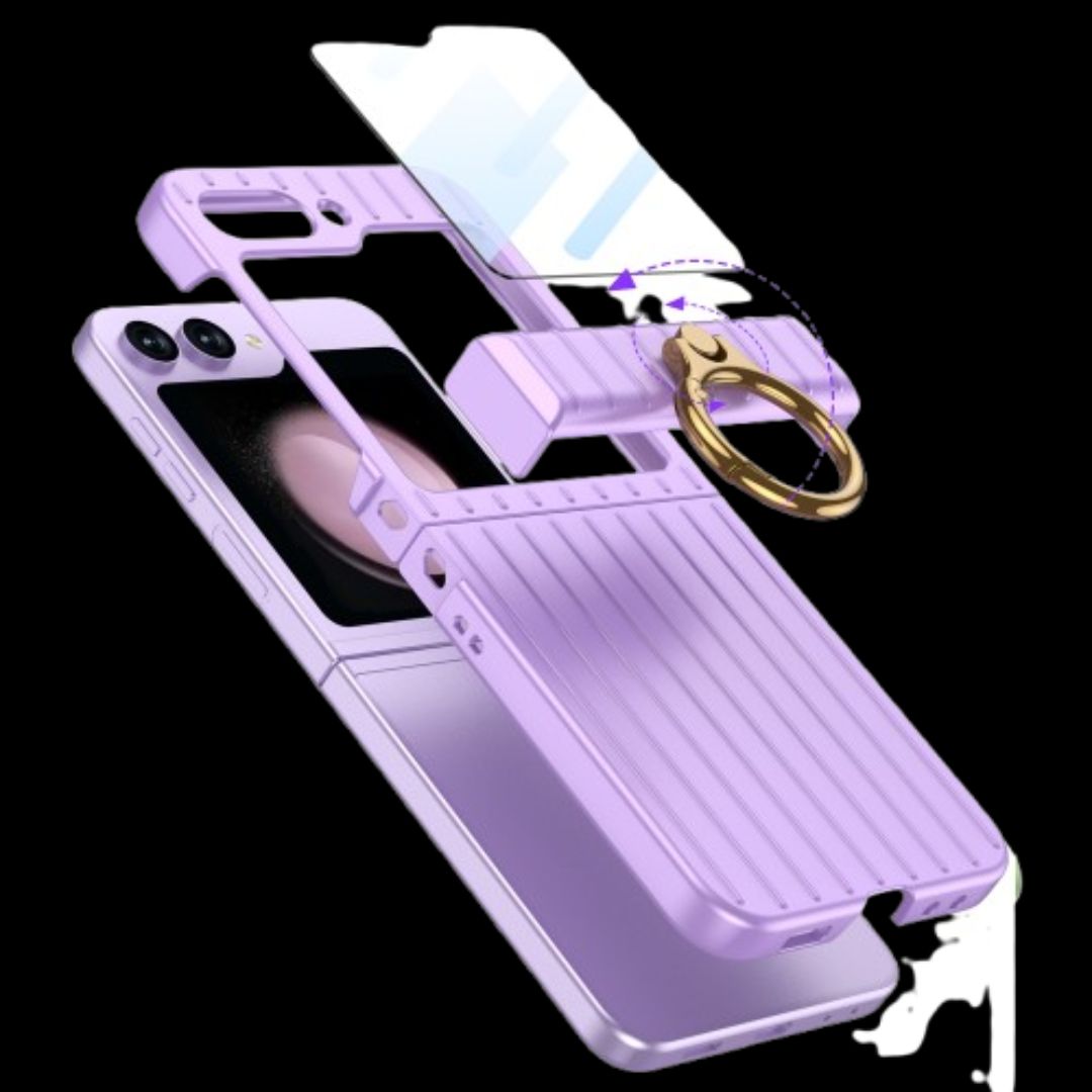 Galaxy Z Flip 5 – Thin PC Suitcase + Glass Cover & Case