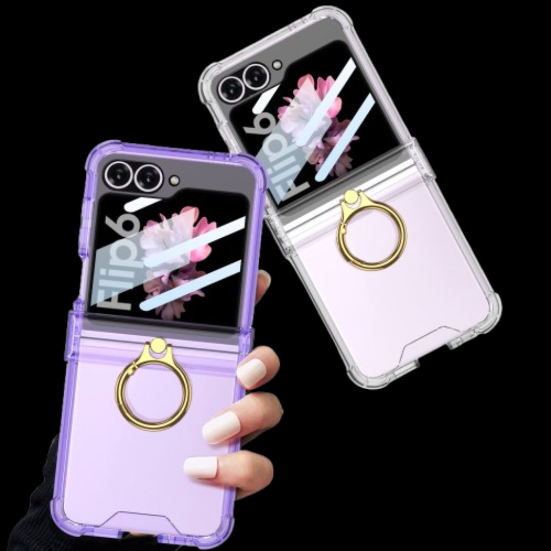 Samsung Z Flip 6 – Transparent with Ring Cover & Case