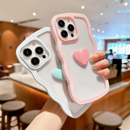 Wavy Edge Pink Heart Protective Back Case / Cover