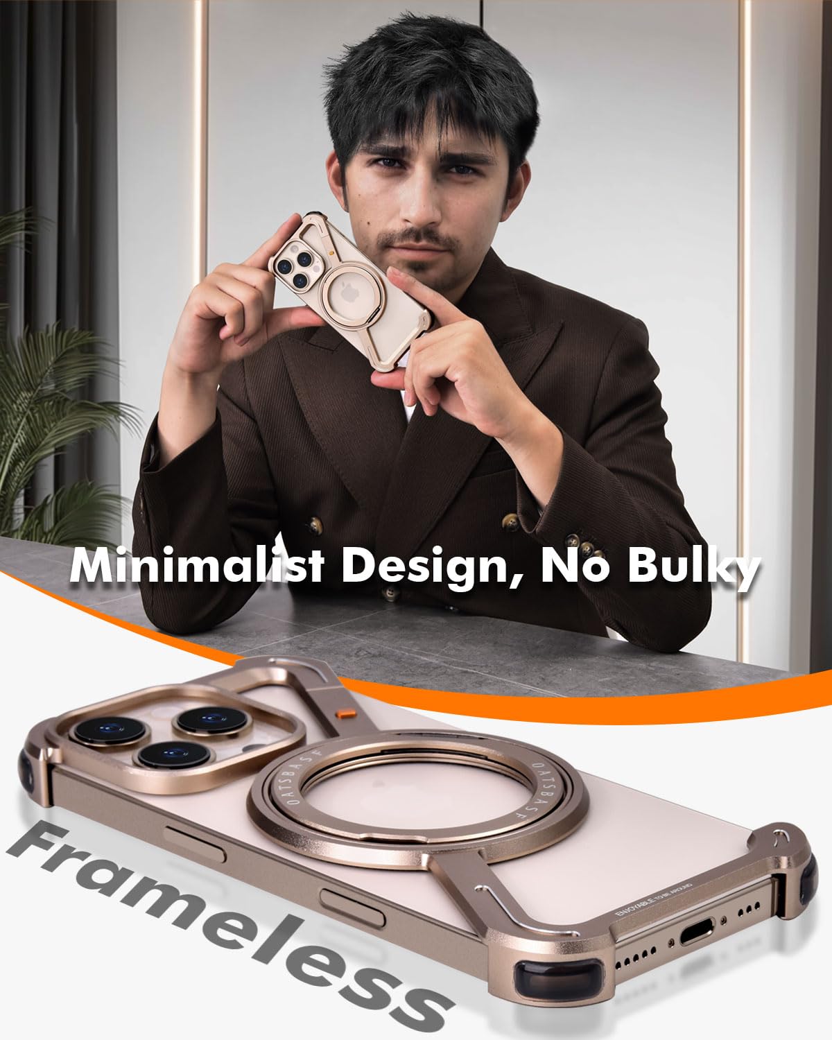 iPhone Premium Z Shape Metal Case | Magnetic Ring with Magsafec