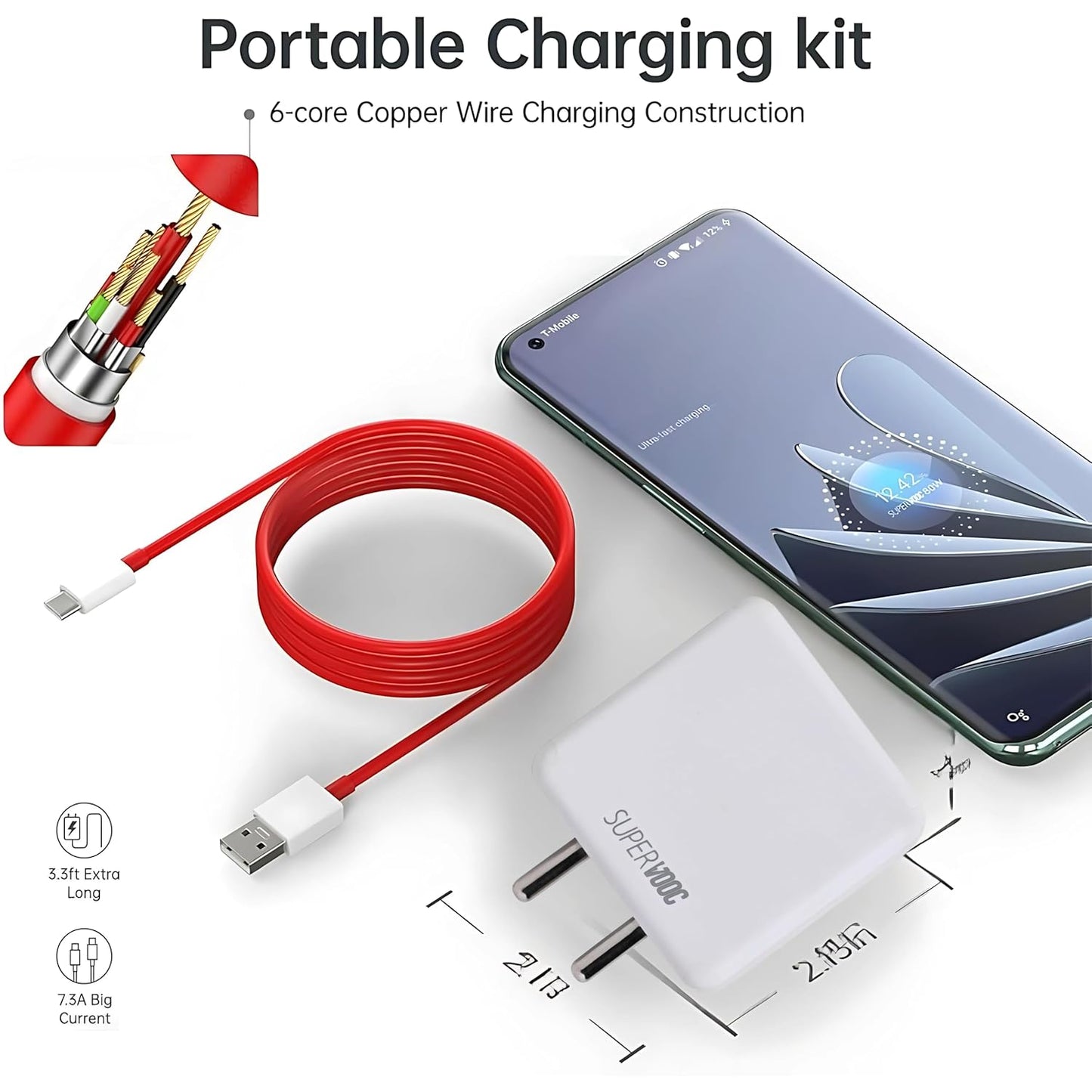 SuperVOOC 80W Fast Charging Adapter and Cable Set