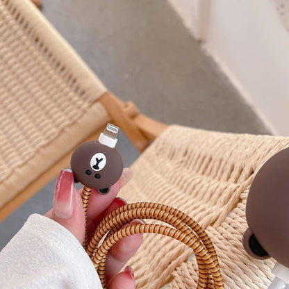 Cute Brown Bear Silicone - iPhone Charger Case