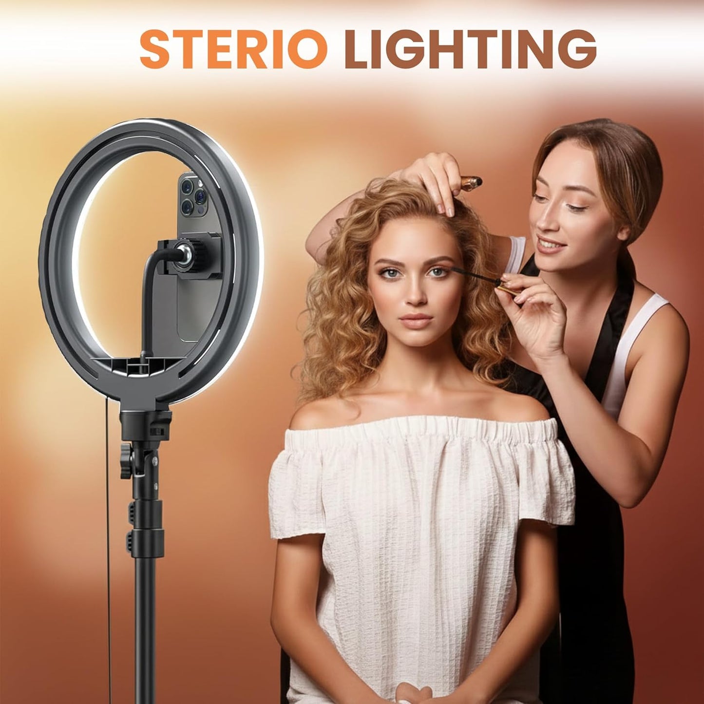 12 inches Ring Light with Stand, 85 Inch Foldable Tripod, 3 Colour Mode
