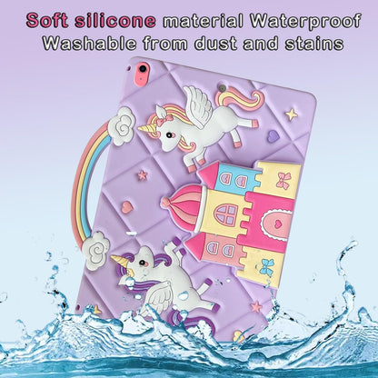Purple Unicorn Castle Design with Rainbow Handle - iPad Case