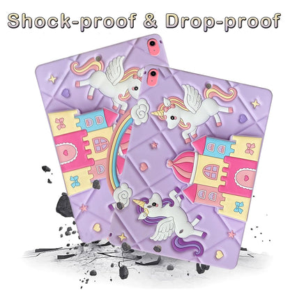Purple Unicorn Castle Design with Rainbow Handle - iPad Case