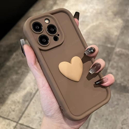 Apple iPhone 15 / Pro / Pro Max - Soft Silicone Back Cover with 3D Heart Design Back Cover & Case