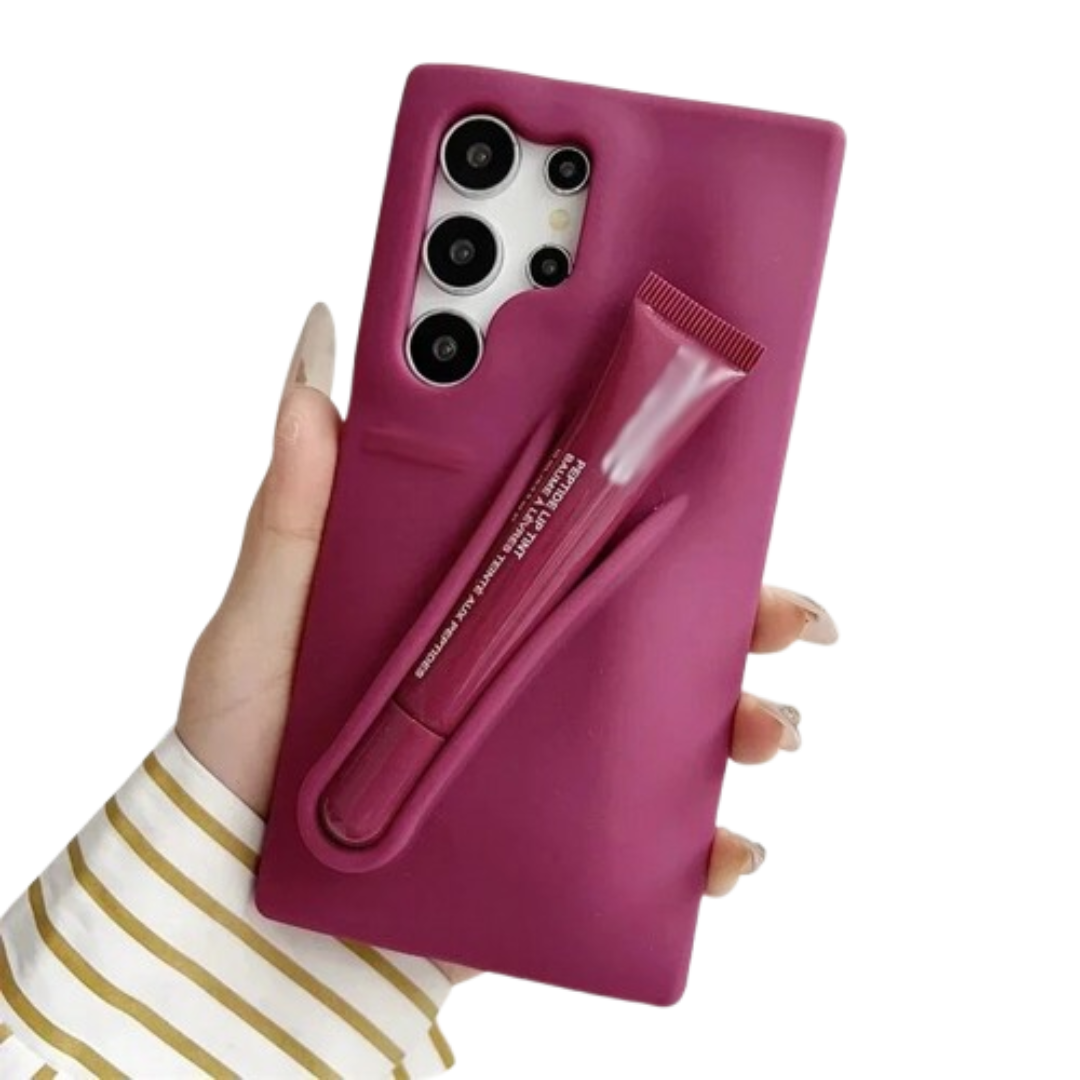 Samsung Galaxy S24 Ultra – Silicone Phone Cover with Built-in Lip Tint Holder