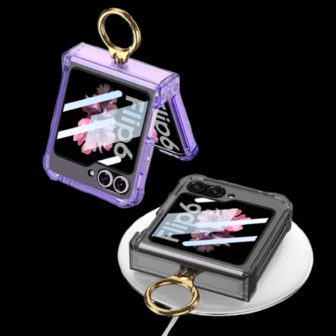 Samsung Z Flip 6 – Transparent with Ring Cover & Case