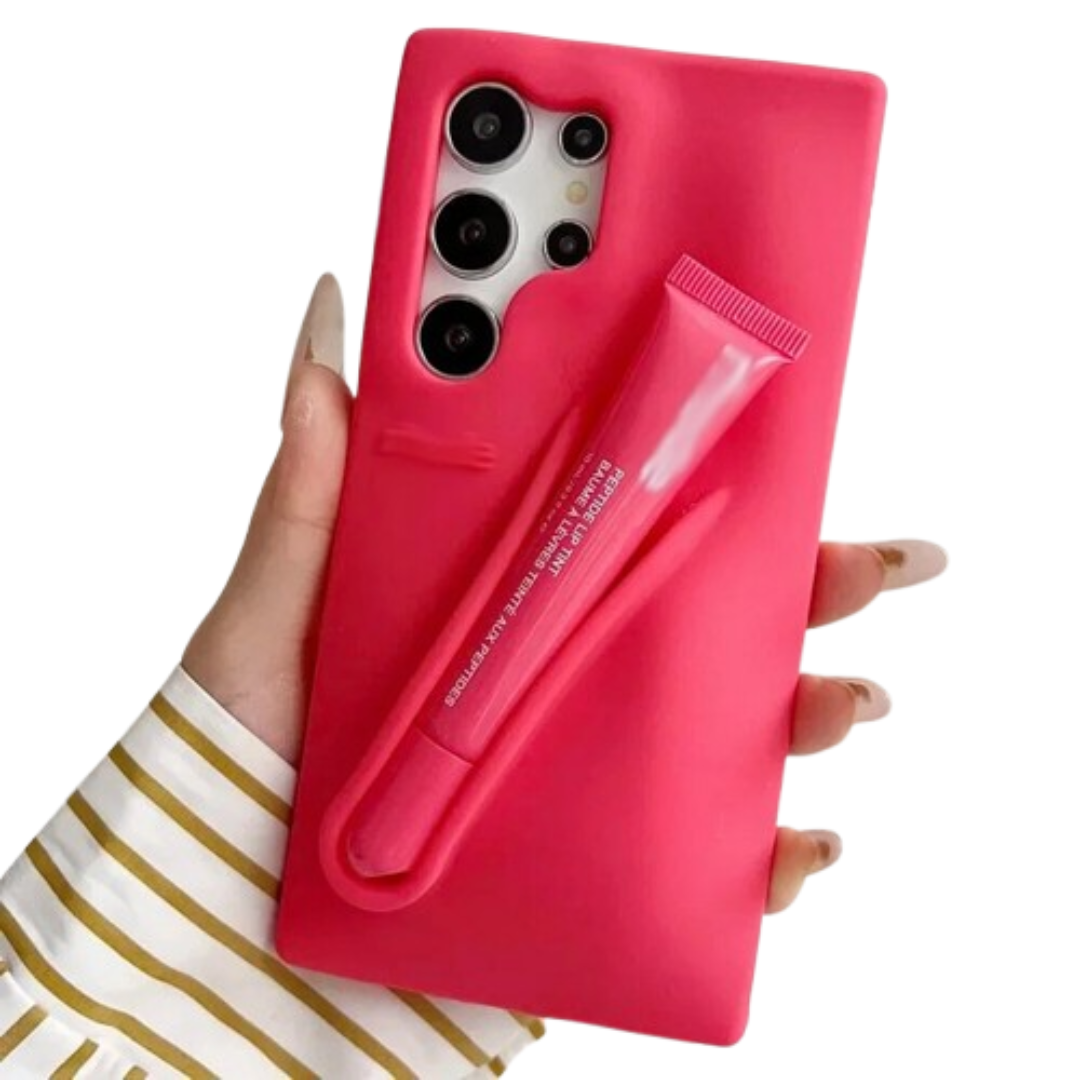 Samsung Galaxy S25 Ultra – Silicone Phone Cover with Built-in Lip Tint Holder