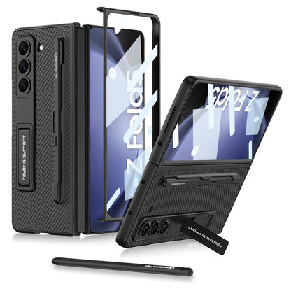 Galaxy Z Fold 5 – Leather Holder + Glass Cover & Case