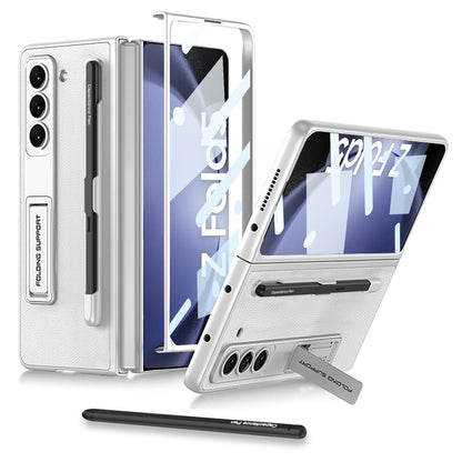 Galaxy Z Fold 5 – Leather Holder + Glass Cover & Case